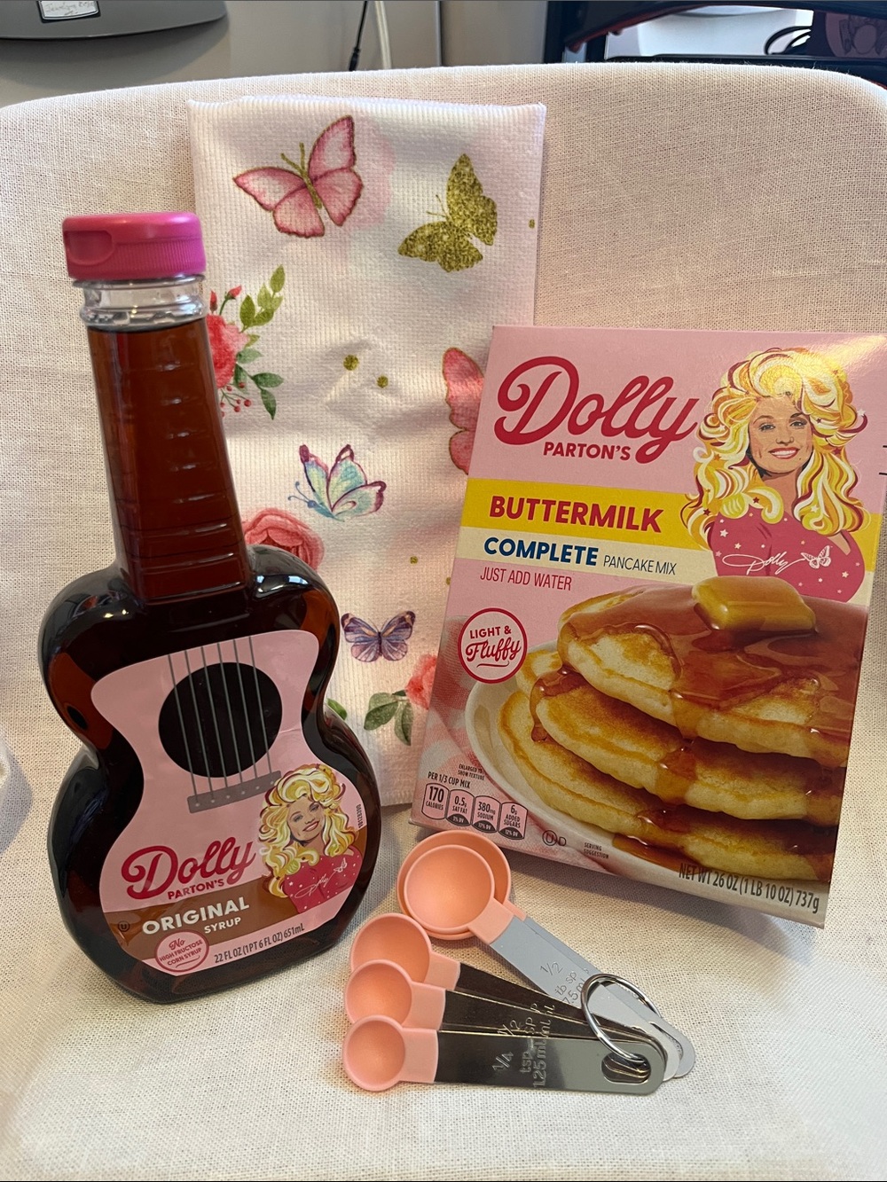 Breakfast with Dolly Guitar Bottle Original Syrup & Pancake Mix Bundle